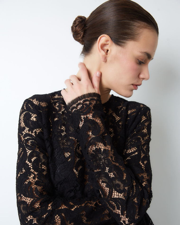 Топ из кружева Рьешар Мареско черный