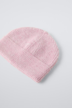 ZARA ШАПКА БИНИ SKI COLLECTION, ПАСТЕЛЬНО-РОЗОВЫЙ