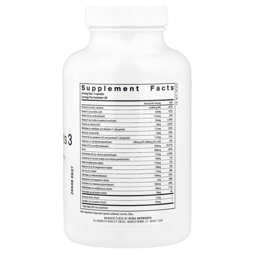 Vital Nutrients, мультипитательный цитрат/малат (без меди и железа), 180 вегетарианских капсул