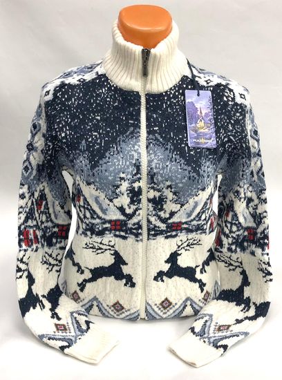 Pulltonic женский из шерсти и кашемира на полном замке "Новогодние олени" Размеры (42-50). LADY