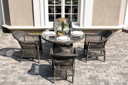 "Дольче" обеденная группа из искусственного ротанга, цвет графит