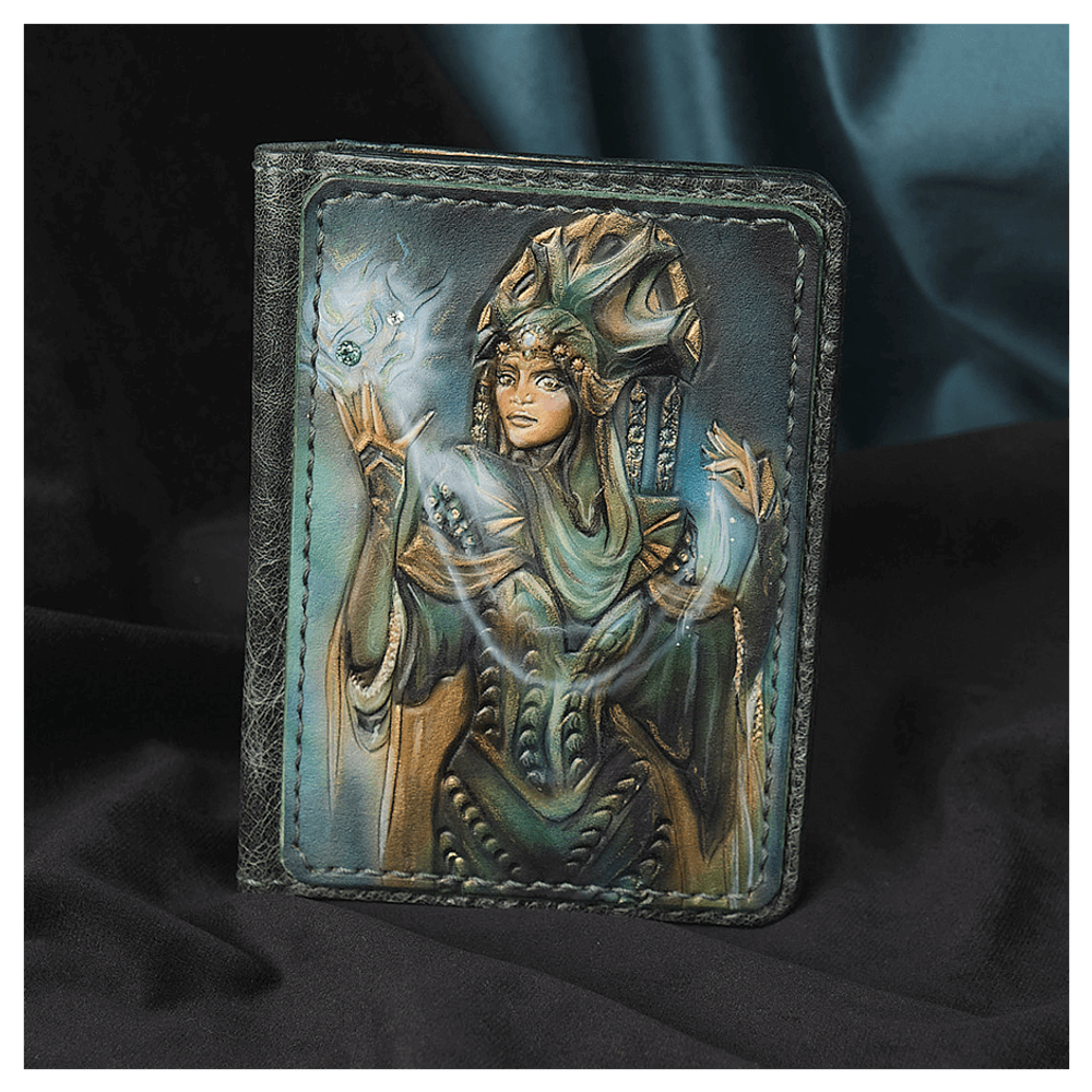 Кожаная обложка на паспорт «Малахитница»