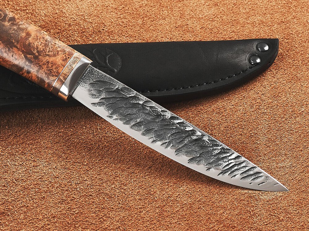 Якутский нож "Амга", сталь Х12МФ, рукоять карельская береза