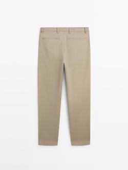 Massimo Dutti Зауженные брюки из смесовой хлопковой ткани, зеленый