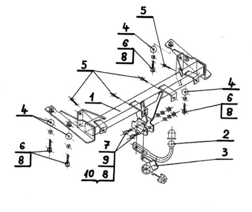 Фаркоп на Volkswagen Caddy, в т (паспорт и сертификат в комплекте)(без электрики) Steinhof.V-028