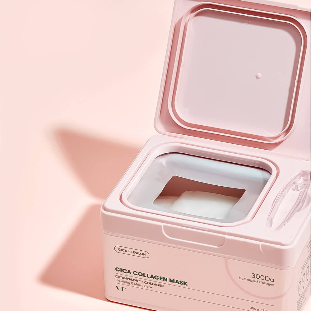 Набор тканевых масок с коллагеном для эластичности кожи VT Cosmetics Cica Collagen Mask, 30шт внутри