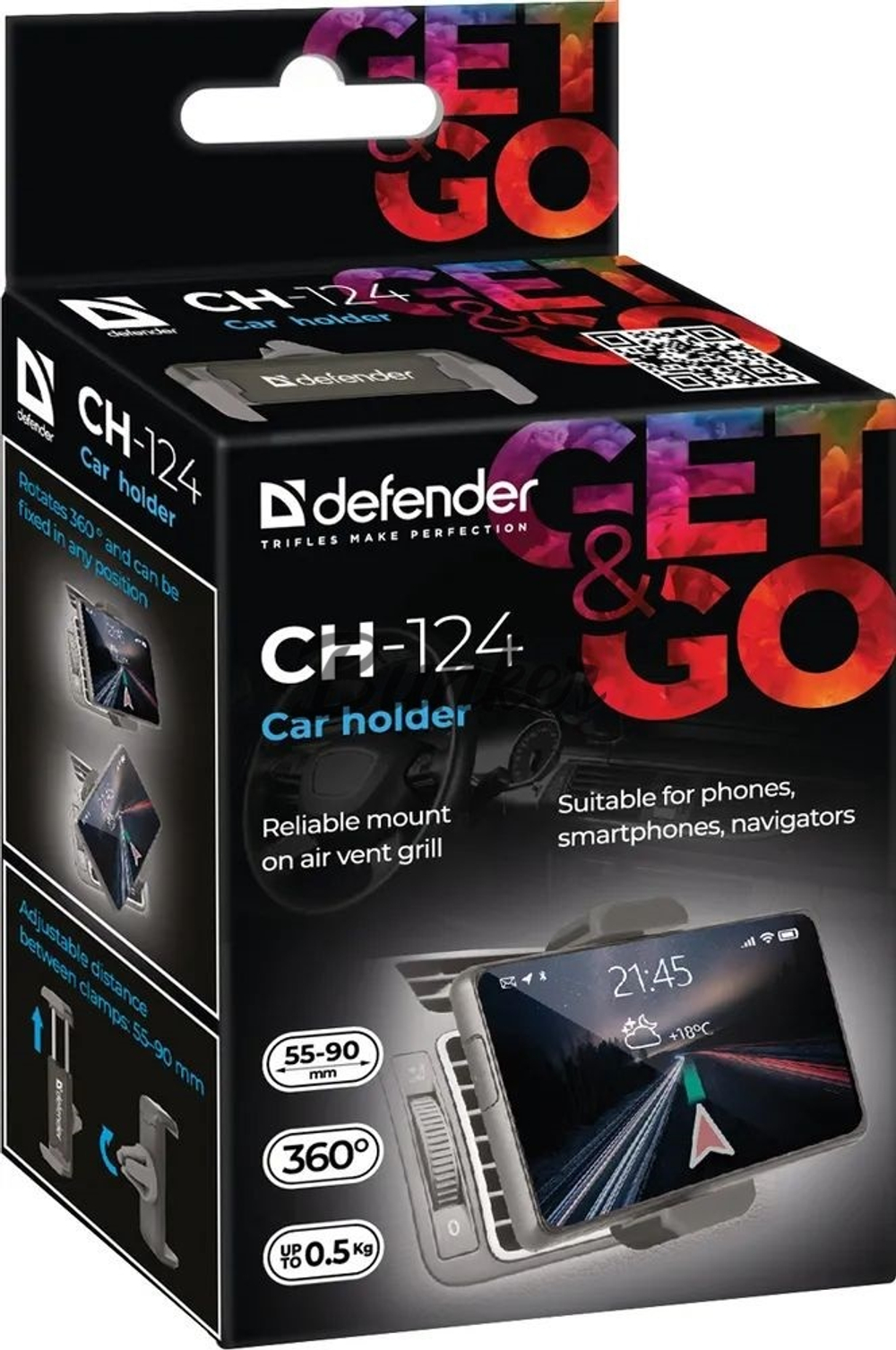 Defender CH-124 55-90мм. Держатель на решетку вентиляции.