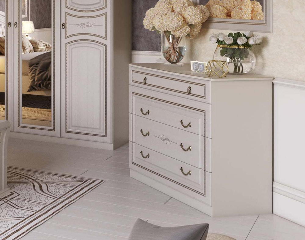 Спальный гарнитур Николь Ясень жемчужный / Ваниль 