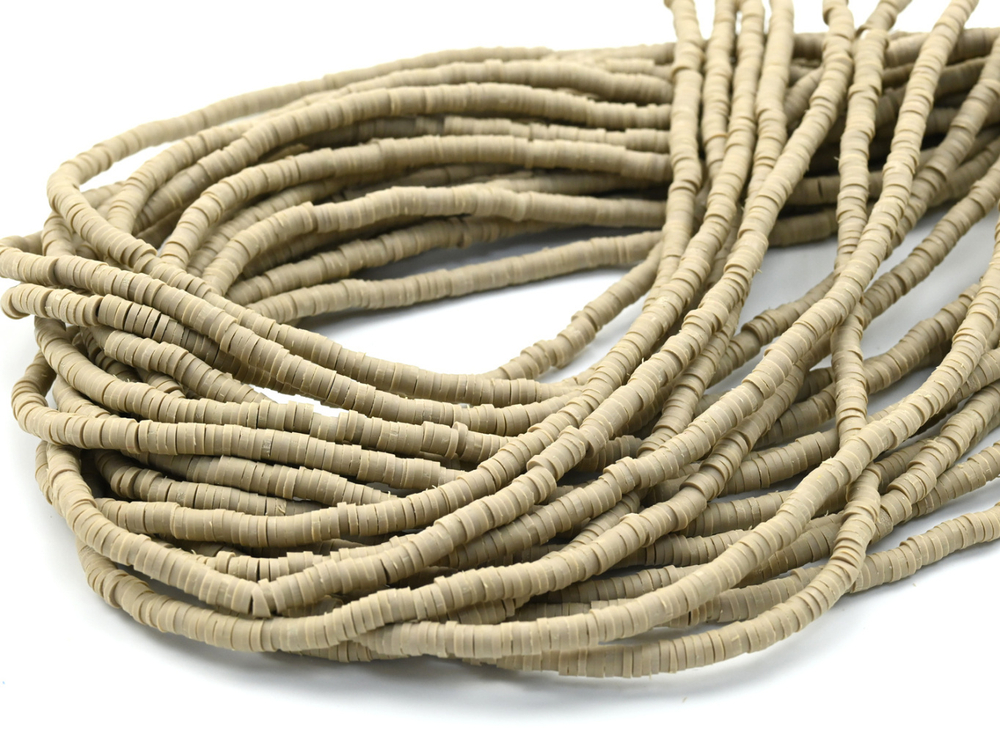 999850 Нить каучуковых бусин 4мм, бежевый, нить 39см