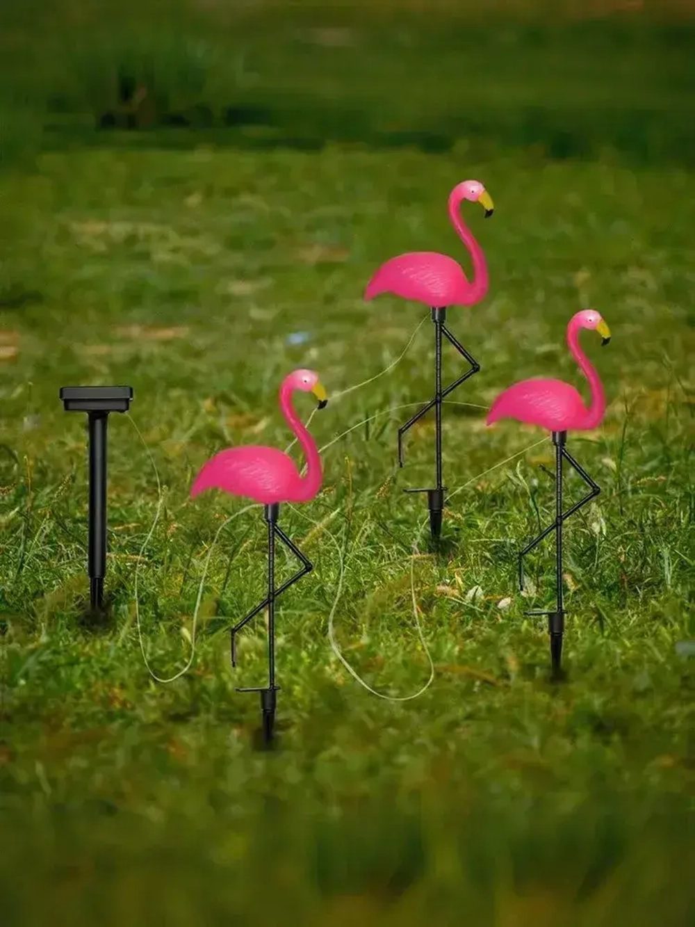 Светильник садовый на солнечной батарее уличный Фламинго, 3 шт. ламп