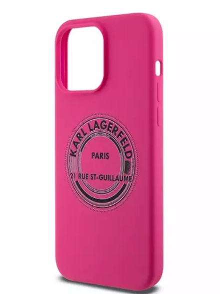 Чехол Karl Lagerfeld Liquid Silicone Round Logo для iPhone 15 Pro Max Hard Fuchsia (Розовый)