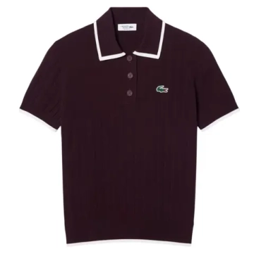 Женское теннисное поло Lacoste Short Sleeved Collar Golf Sweater - brown/white