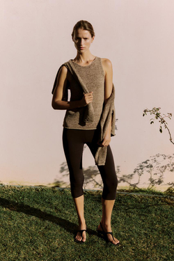 ZARA ТОП КРУПНОЙ ВЯЗКИ, ТЕМНЫЙ РЫЖЕВАТО-КОРИЧНЕВЫЙ