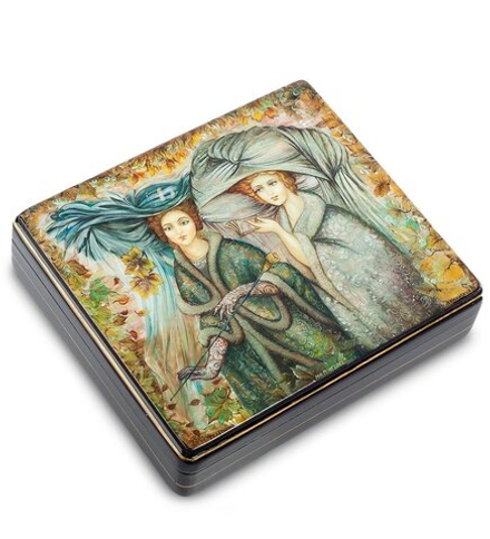 Народные промыслы ШК-30/ 34 Шкатулка «На прогулке» исп. Акминская И.