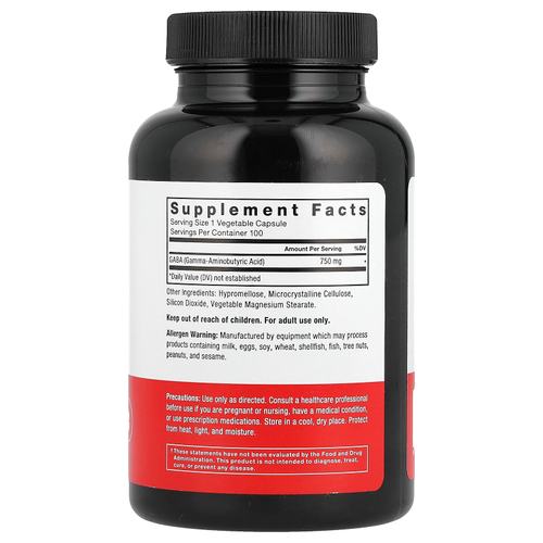 Force Factor, GABA, 750 mg, 100 Vegetable Capsules