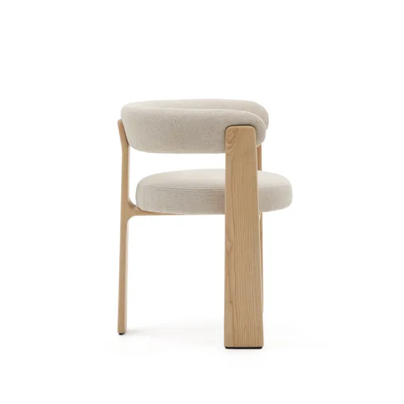 Стул Granite на 3 ножках из бежевого шенилла и массива ясеня в натуральной отделке