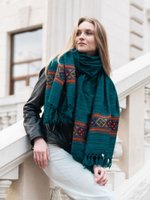 Шаль Куллу (бирюза/полоска)