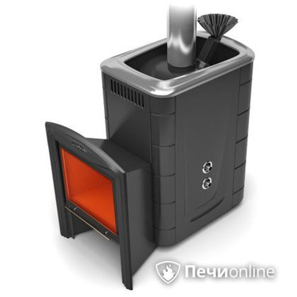 Печь для бани TMF Гейзер 2014 Carbon Витра с теплообменником антрацит