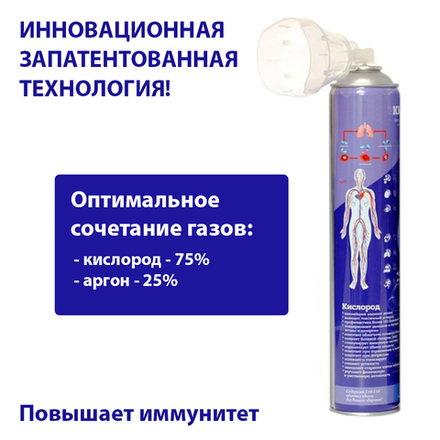 Кислородный баллончик с аргоном Air-Active (О2+Ar) с маской-комфорт 17 л