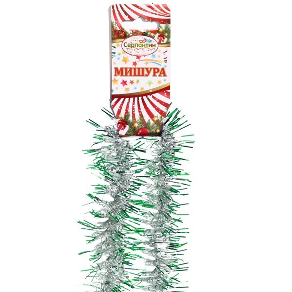 Мишура 2м, фонарик D 5см, зеленая