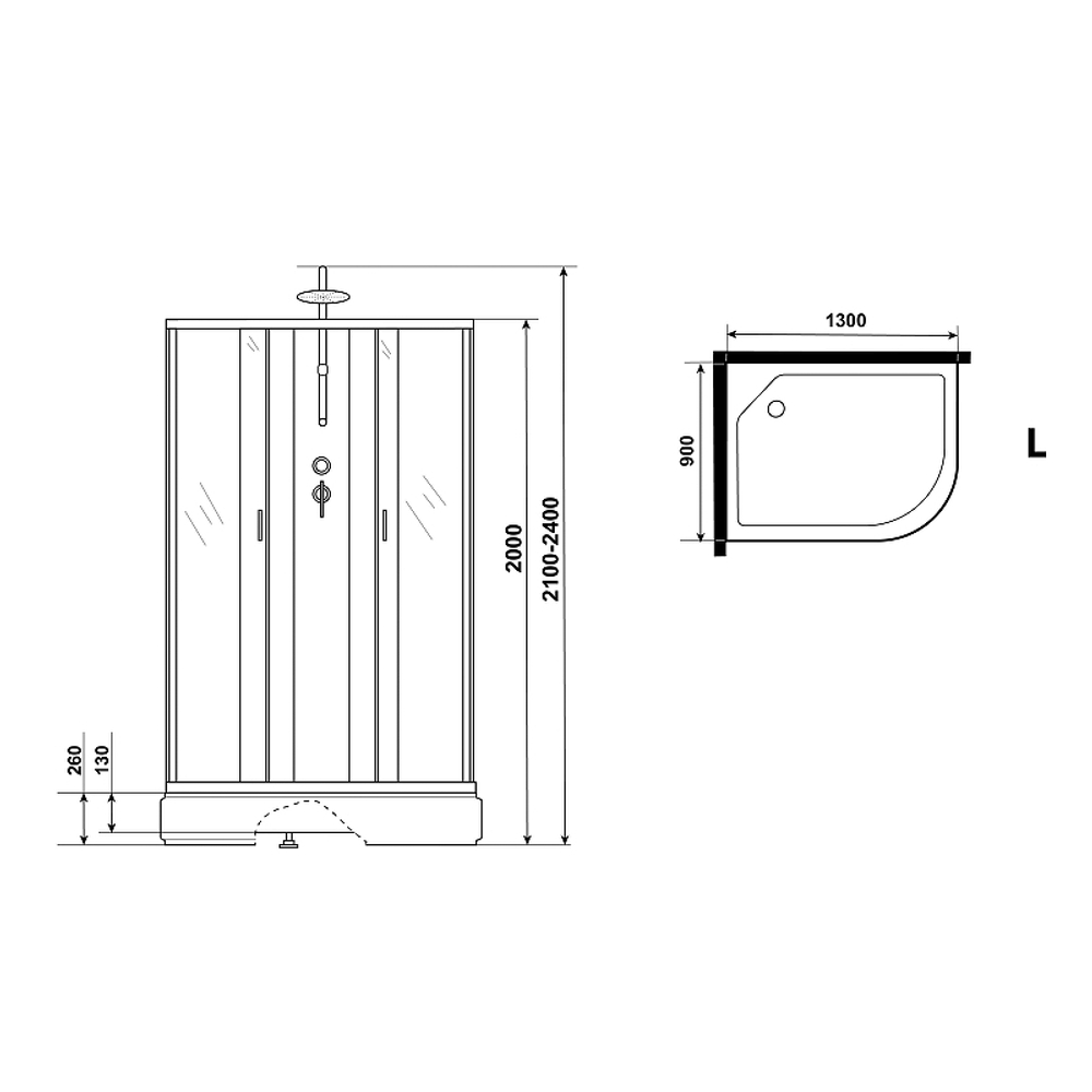 Душевая кабина Niagara Classic 130х90 L NG-33394-14LBKT без гидромассажа