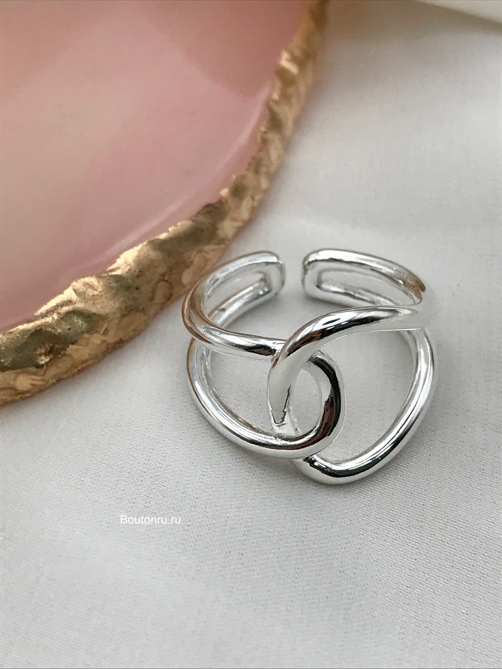 Кольцо серебро узел