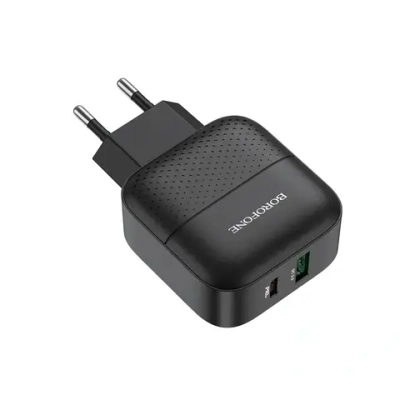 Зарядное устройство Borofone BA46A PD18W+QC3.0 3A Type-C+USB Black