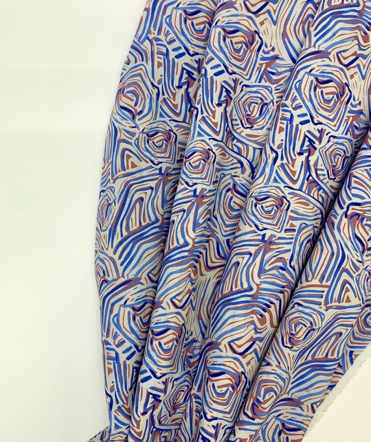 Коттон принт, линии голубые, коричн, розовые DGT