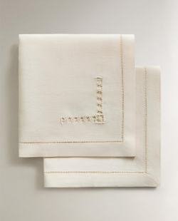 Zara Home столовая салфетка из льна, ажурная отделка, 45 45 см (комплект 2 шт.)