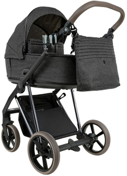 Детская коляска Roan Sol Vintage Luxury 2.0 3 в 1 с автокреслом Tutis Elo Lux EduSky Grey PIX/55/D Pixel/Dark/Nickel/руч.Cappuccino