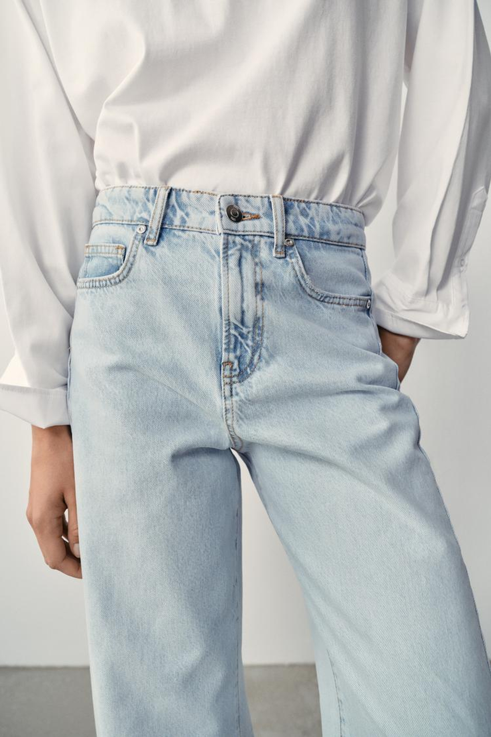 ZARA ДЖИНСЫ Z1975 BARREL С ВЫСОКОЙ ПОСАДКОЙ, ГОЛУБОЙ