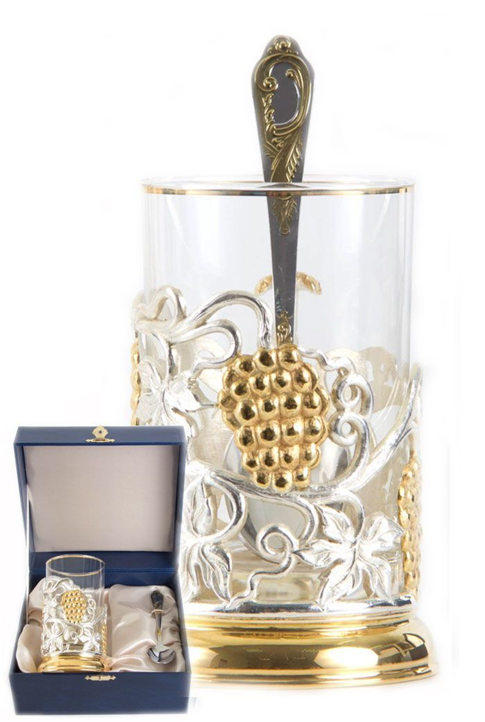 Подстаканник Виноград с позолотой