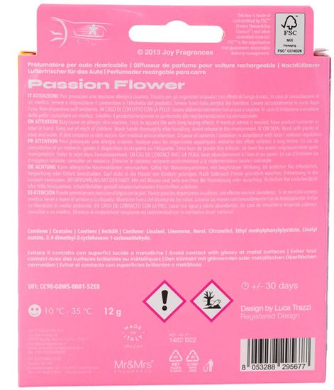 Цветы маракуйи, ароматизатор для автомобиля NIKI розовый радужный, Mr&Mrs Fragrance