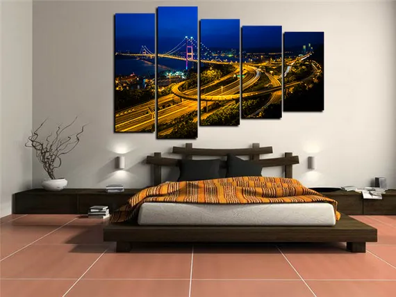 Модульная картина "Ночное шоссе"