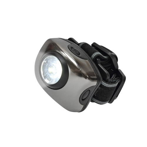 S-HL011-C Gun Metal Фонарь Uniel серии Стандарт «Bright eyes — comfort» (налобный фонарь), алюминиевый корпус, 1 LED, упаковка — кламшелл, 3хААА н/к