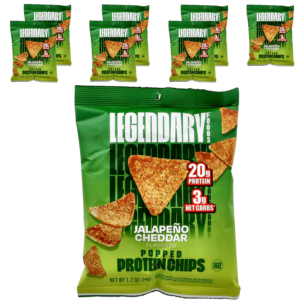 Legendary Foods, Протеиновые чипсы, халапеньо и чеддер, 7 пакетиков по 34 г (1,2 унции)