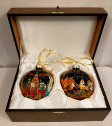 Набор новогодних шаров с полной росписью "Москва" и "Охота"