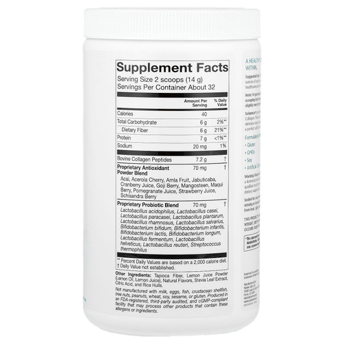 Solumeve, смесь для приготовления напитка с коллагеном, пробиотиками и суперфруктами, со вкусом клубничного лимонада, 454 г (16 унций)