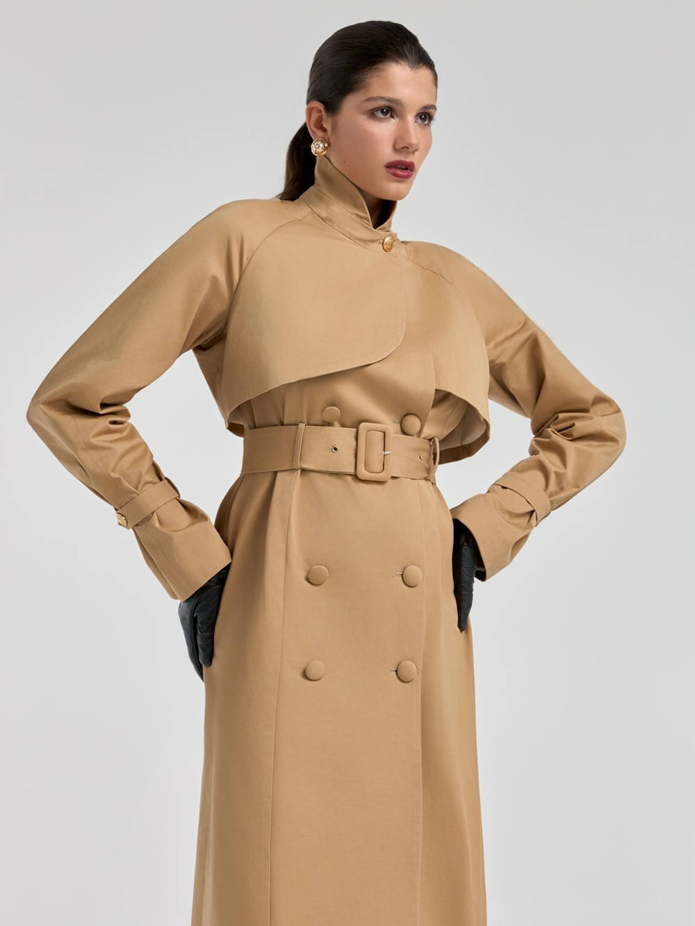 Тренч миди из плащевки