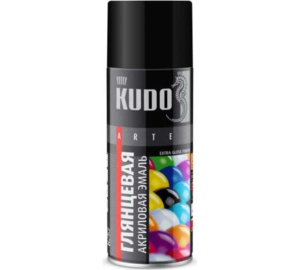 Аэроз-краска акриловая Кудо 520мл черная глянц. КУ-А9005