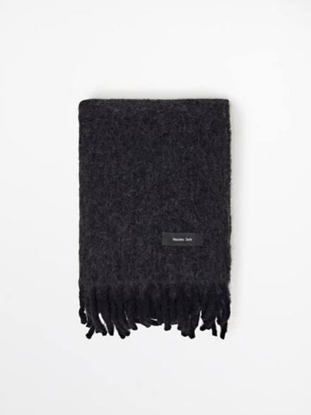 Massimo Dutti Шарф из смесовой шерсти с бахромой, маренго