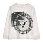 Футболка с длинным рукавом GUESS Белый/Термопринт: черно-белая печать Мальчик