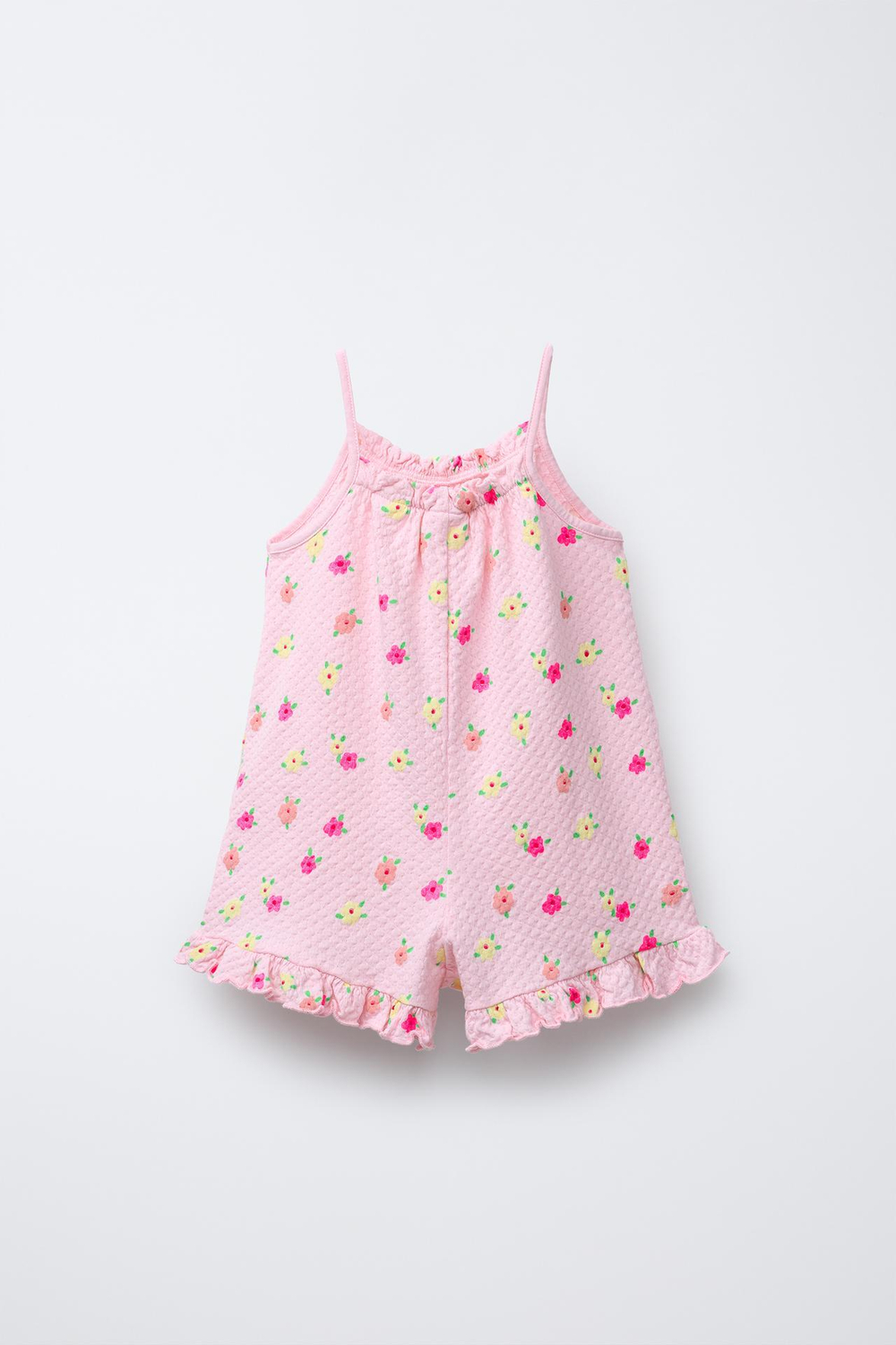 ZARA КОМБИНЕЗОН ИЗ РЕЛЬЕФНОЙ ТКАНИ С ПРИНТОМ, РОЗОВЫЙ