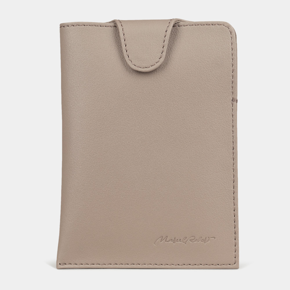 Обложка-кармашек для паспорта London из кожи теленка, бежевого цвета