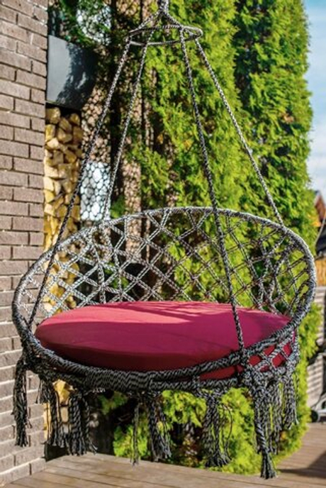 Подвесное кресло-качели (подушка в комплекте) Besta Fiesta АРУБА (без каркаса), серебристо-черный