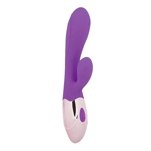 Фиолетовый вибромассажер с отростком с 10 режимами вибрации Bior Toys Erowoman-Eroman EE-10263-5