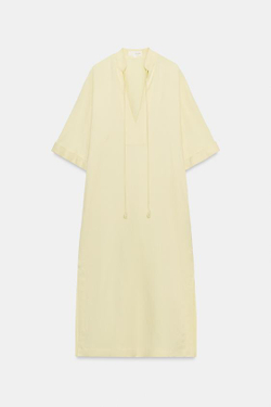 ZARA ПЛАТЬЕ МИДИ — ZW COLLECTION, ЖЕЛТЫЙ