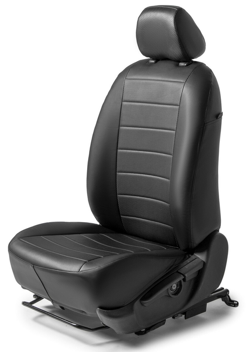 Авточехлы Rival Строчка (зад. спинка 40/60) для сидений Kia Seltos (без заднего подлокотника) 2020-н.в., эко-кожа, черные, SC.2810.1