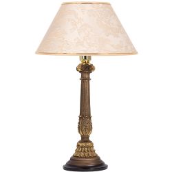 Настольная лампа Испанская Колонна Бронза с абажуром №38 Каледония Айвори