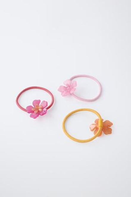 ZARA НАБОР ИЗ 3 РЕЗИНОК ДЛЯ ВОЛОС «ЦВЕТОК ГИБИСКУСА», ОТТЕНКИ РОЗОВОГО
